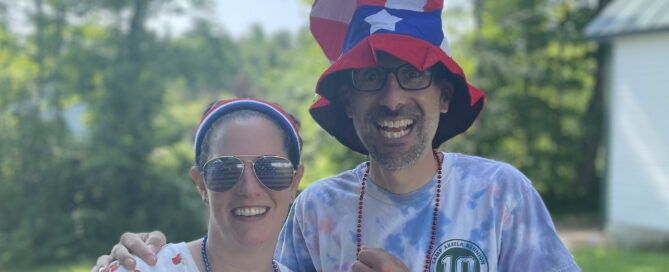 Debbie and Eric Sasson in silly 4th of July costumes